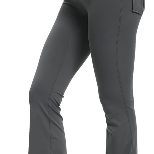 Women High Waisted Flare Yoga Leggings with Pockets – Charcoal