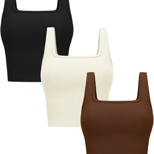 Ribbed Seamless Cropped Yoga Tank Top