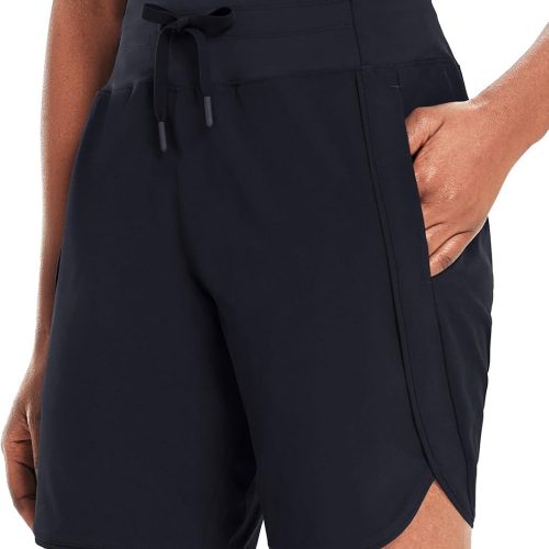 Women High Waisted Yoga Shorts with Zipper Pockets