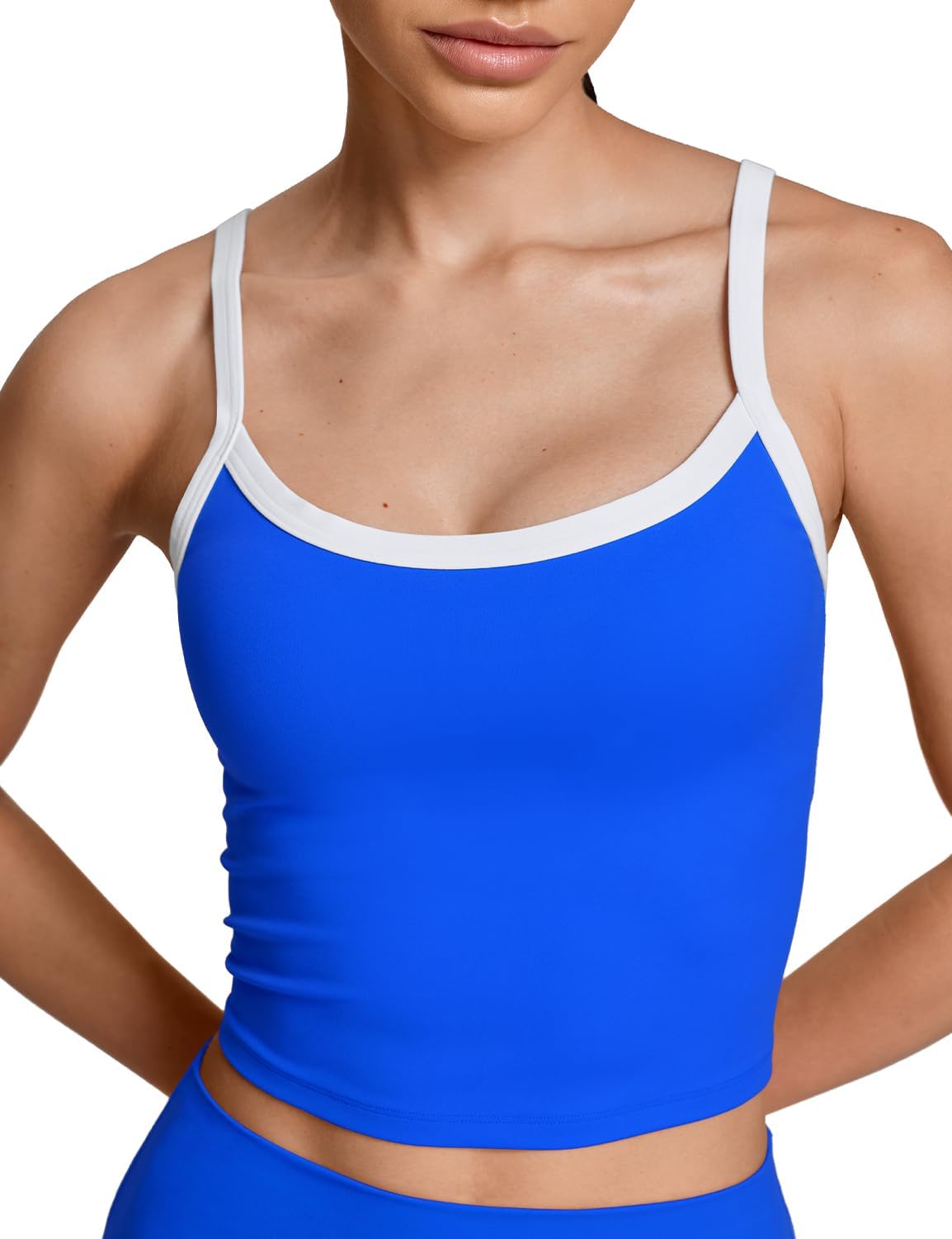 Contrast Trim Scoop Neck Yoga Tank Top