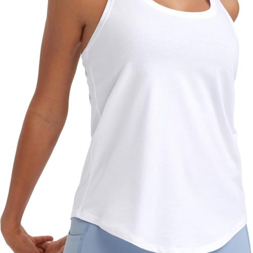 Hip Length Yoga Tank Top with Curved Hem