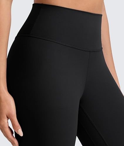 Women High Waisted Soft Yoga Leggings – Black Double Waistband