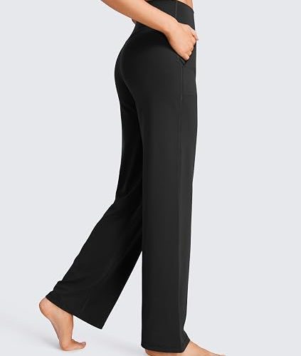 Women High Waisted Wide Leg Yoga Pants with Pockets