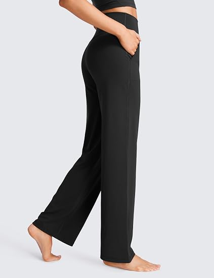 Women High Waisted Wide Leg Yoga Pants with Pockets