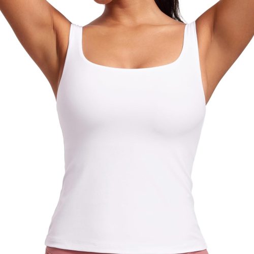 U Neck Seamless Yoga Tank Top with Built In Bra