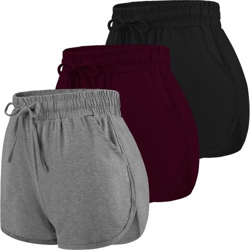 3 Pack Women Drawstring Yoga Shorts