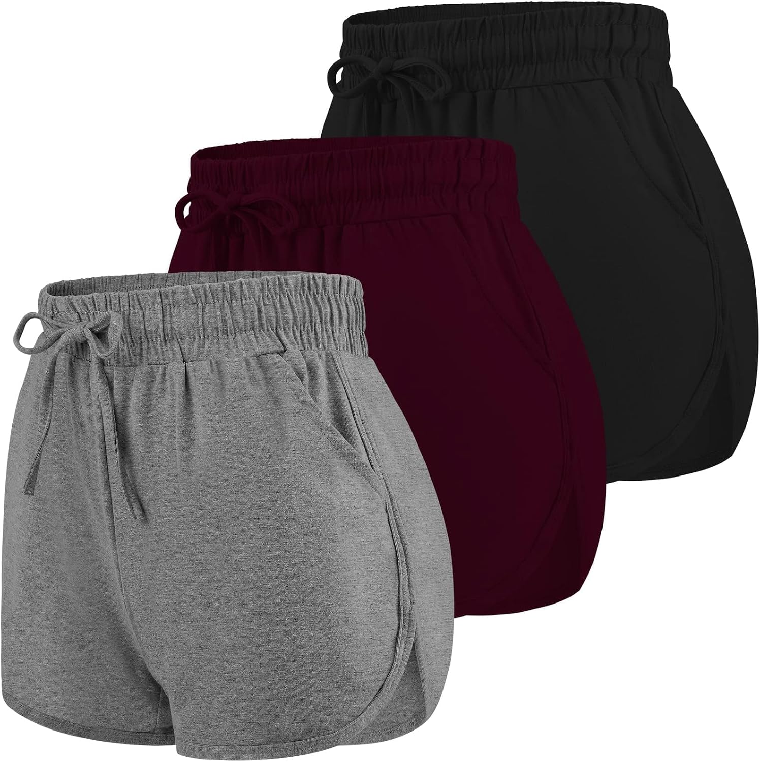 3 Pack Women Drawstring Yoga Shorts