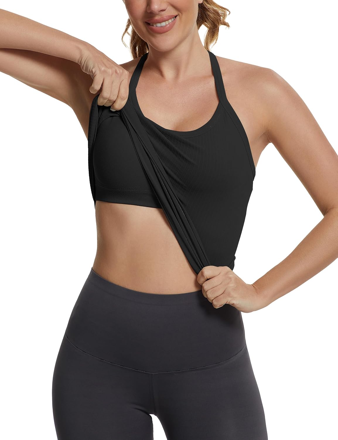 Seamless Yoga Tank Top with Scoop Neck and Y Back