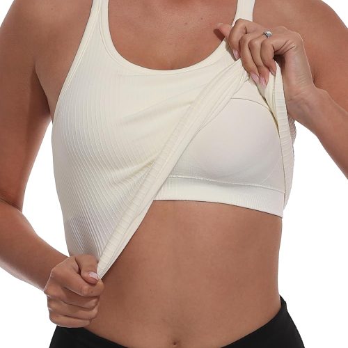 Ribbed Seamless Yoga Tank Top with Removable Padding