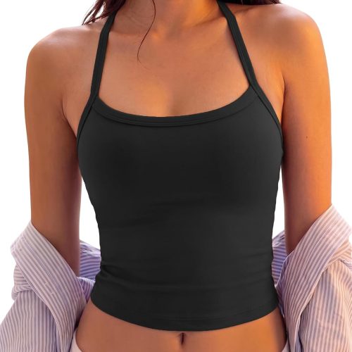 Square Neck Yoga Tank Top with Open Back
