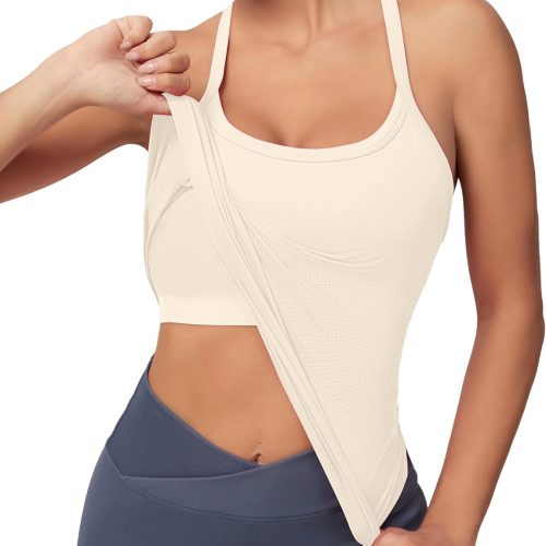 Seamless Racerback Yoga Tank Top with Built In Bra