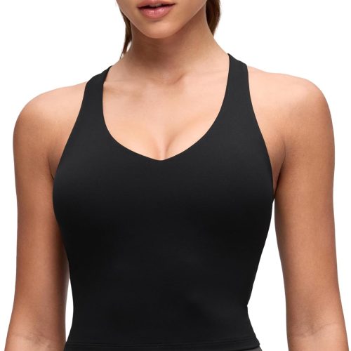 V Neck Racerback Yoga Tank Top with Removable Pads