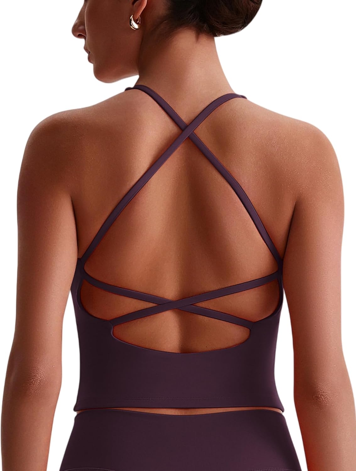 Longline Criss Cross Back Yoga Tank Top with Built In Bra