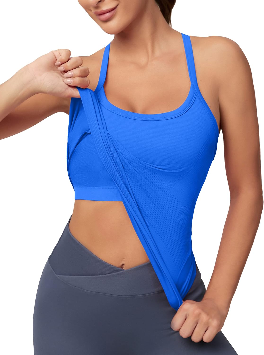 Seamless Waist Length Yoga Tank Top with Y Back