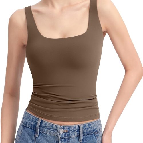 Seamless Compression Yoga Tank Top with Double Lining