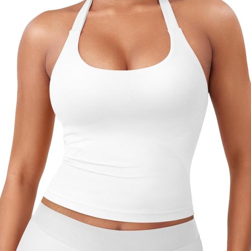 Halter Neck Longline Yoga Tank Top with Built In Bra