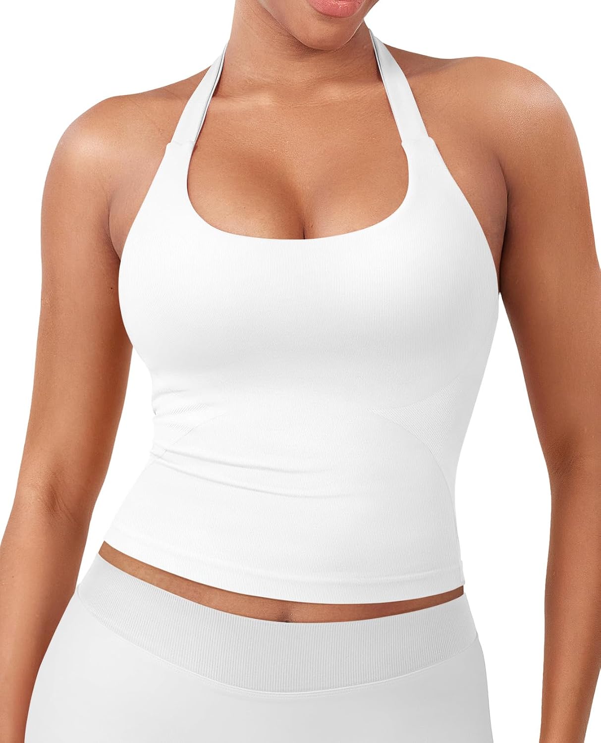 Halter Neck Longline Yoga Tank Top with Built In Bra