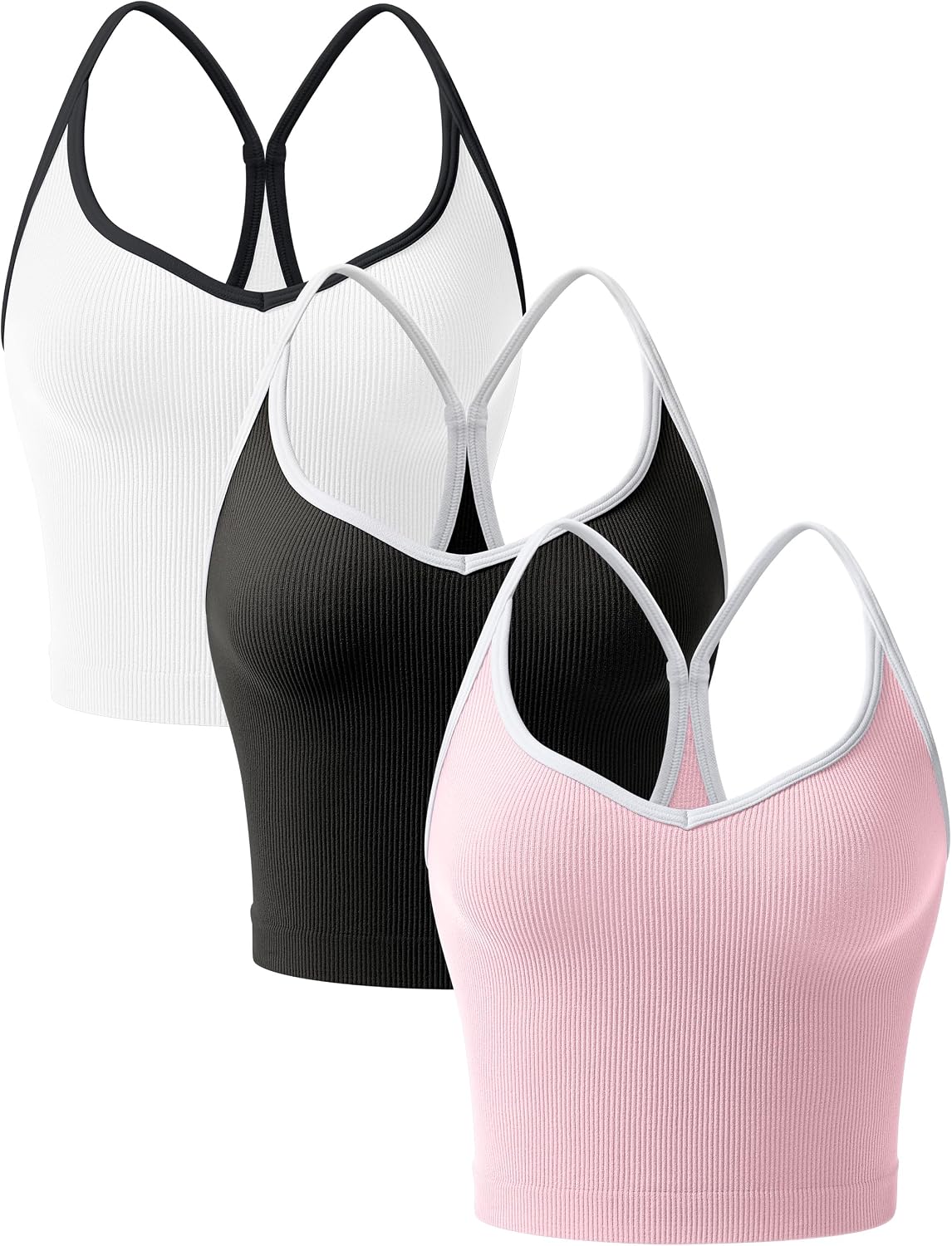 Backless Deep V Neck Yoga Tank Top with Padded Bra