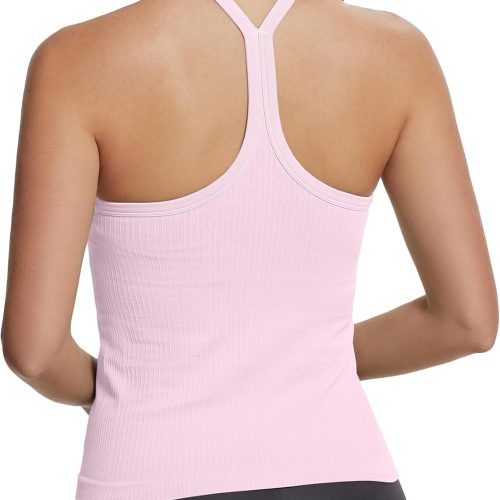 Seamless Spaghetti Strap Yoga Tank Top with Removable Bra
